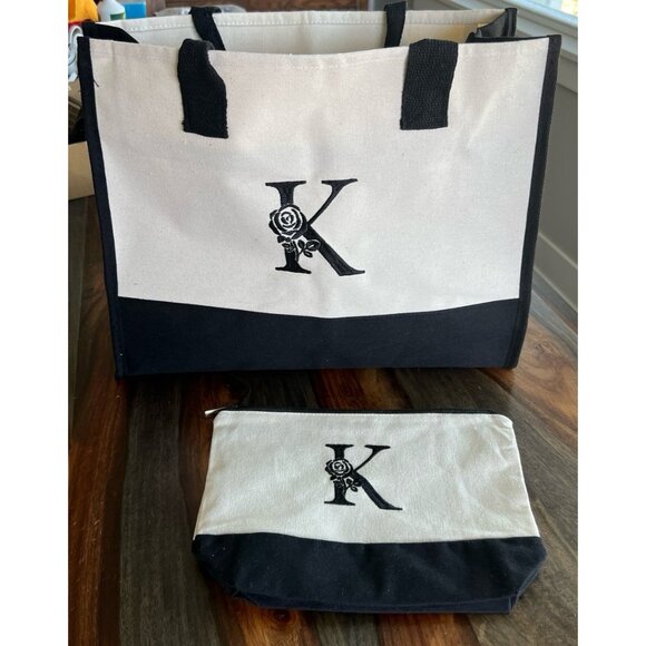 Canvas Tote & Makeup Bag - Picture 1 of 6